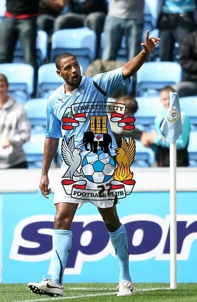 Coventry City's Clive Platt Celebrates Goal Against Leicester City in Npower Championship (11-09-2010, Ricoh Arena)