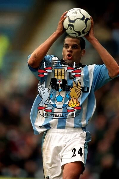 Marcus Hall of Coventry City Gears Up for a Throw-In Against Derby County (31-03-2001)