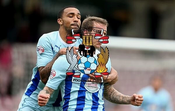 Thrilling Goal Celebration: Baker and Wilson's Unforgettable Moment for Coventry City vs Milton Keynes Dons (Sky Bet League One, April 2014)