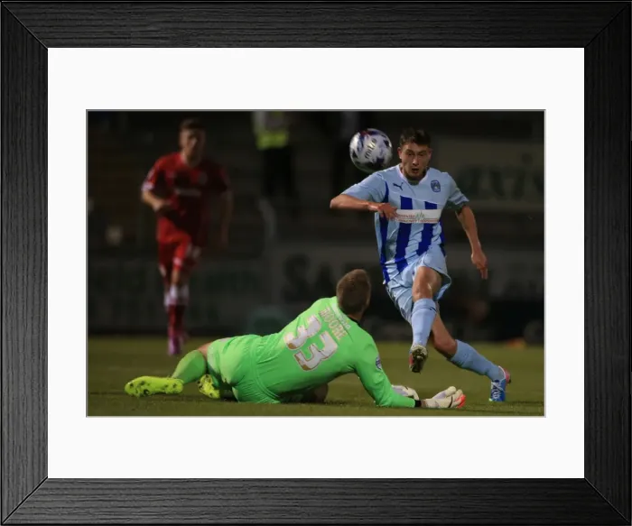 Framed Print : Shaun Miller's Thrilling Goal Attempt vs. Cardiff City in Coventry City's Capital One Cup Clash Framed Print : Shaun Miller's Thrilling Goal Attempt vs. Cardiff City in Coventry City's Capital One Cup Clash