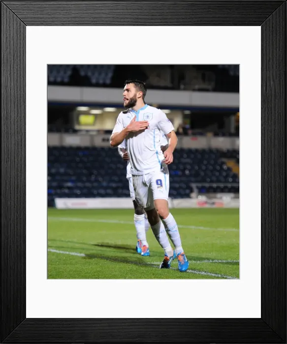 Framed Print : Johnstones Paint Trophy: Josh McQuoid Scores Opening Goal for Coventry City vs Wycombe Wanderers Framed Print : Johnstones Paint Trophy: Josh McQuoid Scores Opening Goal for Coventry City vs Wycombe Wanderers