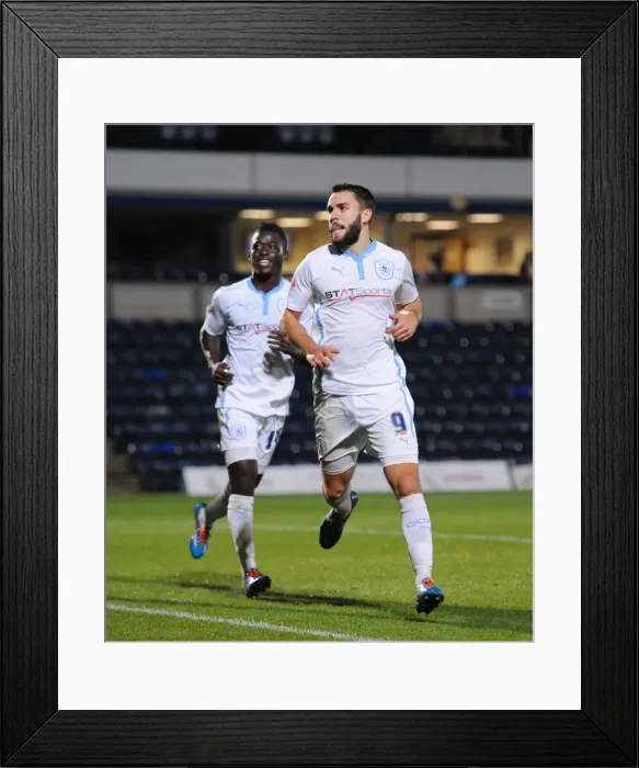 Framed Print : Coventry City: McQuoid and Coulibaly Celebrate Opening Goal in Johnstones Paint Trophy Match vs Wycombe Wanderers Framed Print : Coventry City: McQuoid and Coulibaly Celebrate Opening Goal in Johnstones Paint Trophy Match vs Wycombe Wanderers