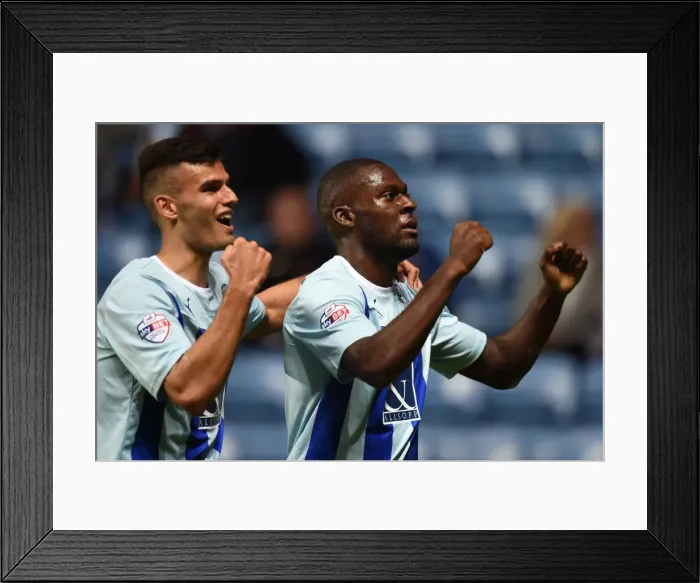 Framed Print : Coventry City's Frank Nouble and Conor Thomas: Celebrating the Opening Goal in Sky Bet League One Match vs Gillingham at Ricoh Arena Framed Print : Coventry City's Frank Nouble and Conor Thomas: Celebrating the Opening Goal in Sky Bet League One Match vs Gillingham at Ricoh Arena