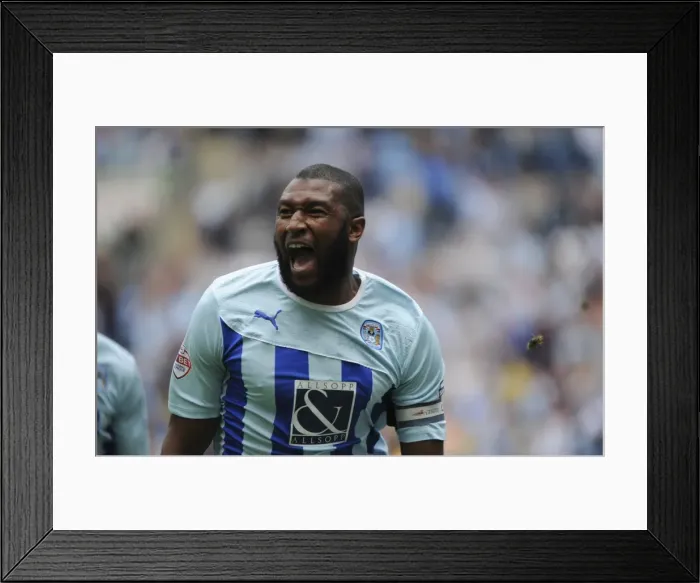 Framed Print : Reda Johnson's Euphoric Goal Celebration: Coventry City's Victory over Yeovil Town (Sky Bet League One)