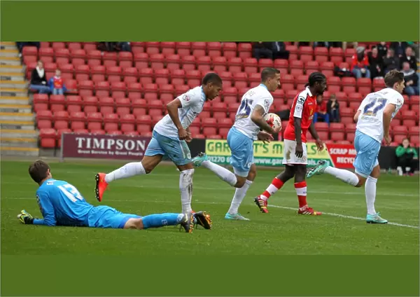 Coventry City's Unlikely Victory: Simeon Jackson, Sebastian Hines, and Jack Finch Celebrate Own Goal by Crewe's Anthony Grant (Sky Bet League One)