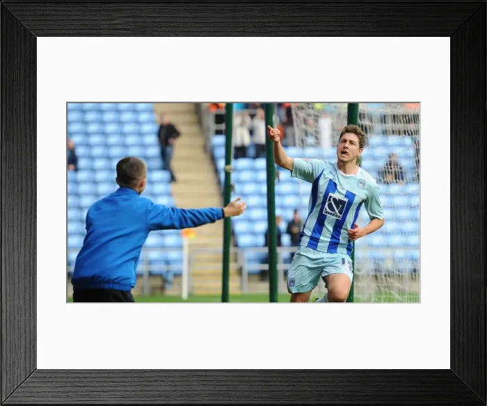 Framed Print : Shaun Miller Scores First Goal: Coventry City vs. Bristol City in Sky Bet League One Framed Print : Shaun Miller Scores First Goal: Coventry City vs. Bristol City in Sky Bet League One