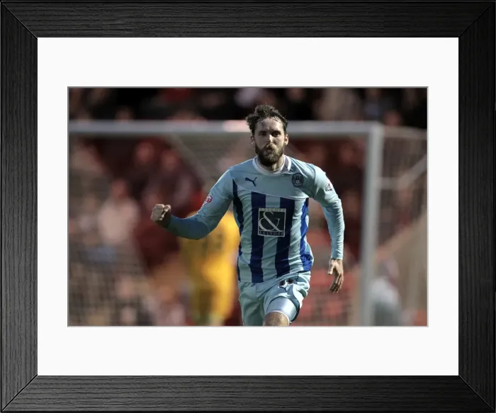 Framed Print : Jim O'Brien Scores Coventry City's Second Goal in Sky Bet League Championship Match Against Leyton Orient at Matchroom Stadium