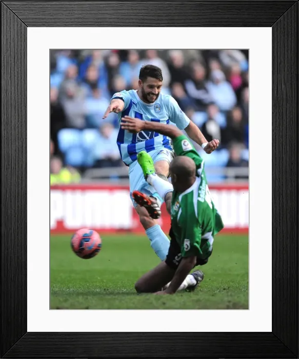Framed Print : FA Cup Showdown: Coventry City vs Worcester City - Aaron Martin's Thrilling Shot at Ricoh Arena Framed Print : FA Cup Showdown: Coventry City vs Worcester City - Aaron Martin's Thrilling Shot at Ricoh Arena