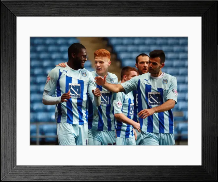 Framed Print : Frank Nouble Scores His Second Goal: Coventry City Advances in Johnstones Paint Trophy Quarterfinal Against Plymouth Argyle Framed Print : Frank Nouble Scores His Second Goal: Coventry City Advances in Johnstones Paint Trophy Quarterfinal Against Plymouth Argyle