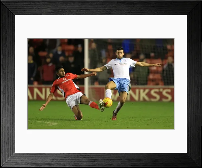 Framed Print : Battling for the FA Cup: A Clash between Mal Benning and Conor Thomas at Bescot Stadium Framed Print : Battling for the FA Cup: A Clash between Mal Benning and Conor Thomas at Bescot Stadium