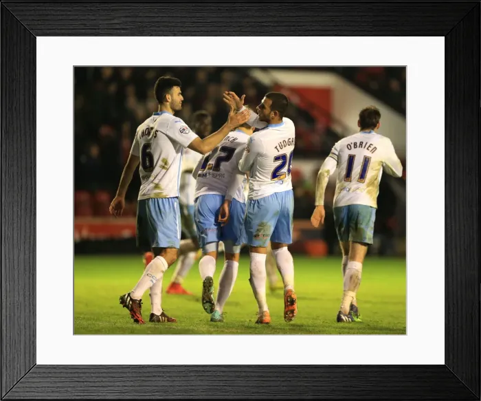 Framed Print : Coventry City FC: Marcus Tudgay and Conor Thomas Celebrate Second Goal Against Walsall in FA Cup Third Round Framed Print : Coventry City FC: Marcus Tudgay and Conor Thomas Celebrate Second Goal Against Walsall in FA Cup Third Round
