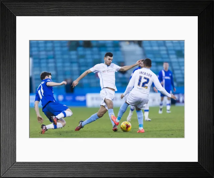 Framed Print : Conor Thomas vs Josh Pritchard: A Fierce Rivalry Unfolds in Coventry City's League One Clash at Gillingham's Priestfield Stadium Framed Print : Conor Thomas vs Josh Pritchard: A Fierce Rivalry Unfolds in Coventry City's League One Clash at Gillingham's Priestfield Stadium