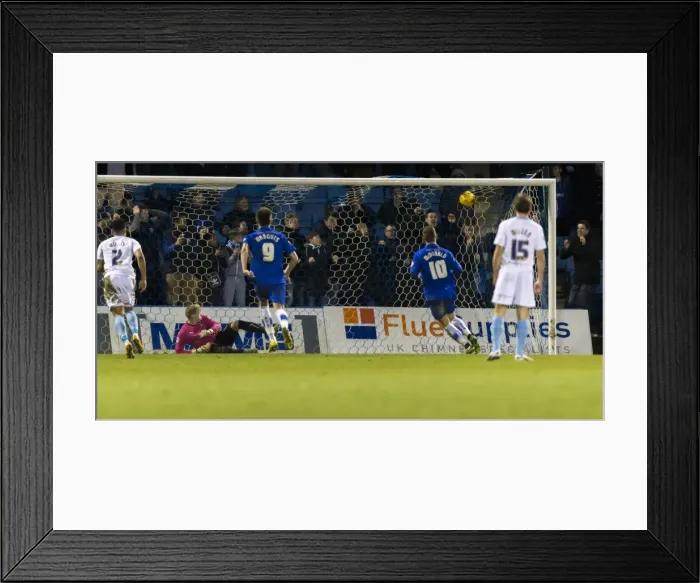 Framed Print : Cody McDonald Scores Dramatic Penalty Against Coventry City: Gillingham vs Coventry, League One Framed Print : Cody McDonald Scores Dramatic Penalty Against Coventry City: Gillingham vs Coventry, League One