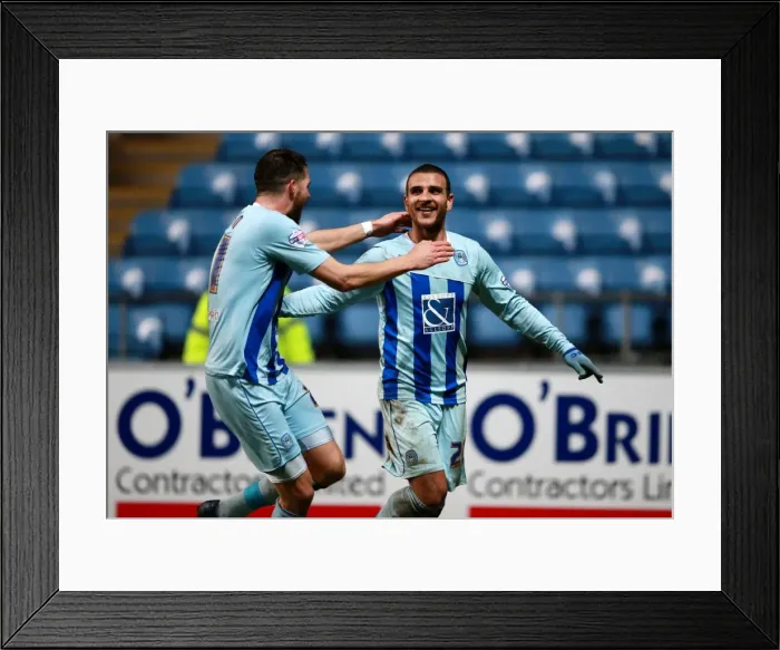 Framed Print : Marcus Tudgay Scores First Goal for Coventry City Against Scunthorpe United in Sky Bet League One Framed Print : Marcus Tudgay Scores First Goal for Coventry City Against Scunthorpe United in Sky Bet League One