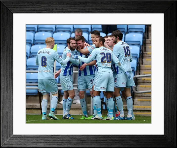 Framed Print : Chris Stokes Scores First Goal: Coventry City's Triumph over Milton Keynes Dons in Sky Bet League One Framed Print : Chris Stokes Scores First Goal: Coventry City's Triumph over Milton Keynes Dons in Sky Bet League One