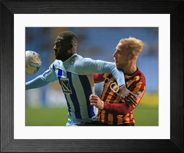 Framed Print : Battle for the Ball: Coventry City vs. Bradford City in Sky Bet League One Framed Print : Battle for the Ball: Coventry City vs. Bradford City in Sky Bet League One
