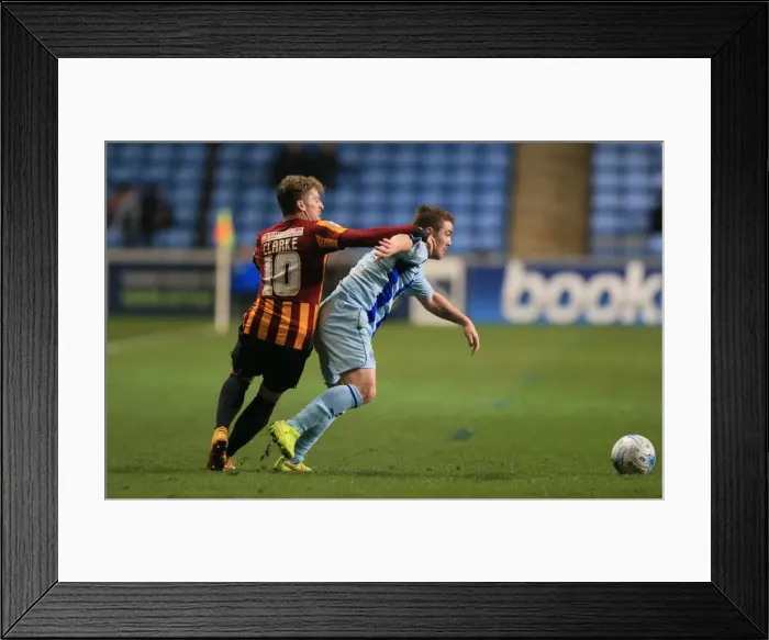 Framed Print : Battle for the Ball: John Fleck vs Billy Clarke - Coventry City vs Bradford City Rivalry in Sky Bet League One Framed Print : Battle for the Ball: John Fleck vs Billy Clarke - Coventry City vs Bradford City Rivalry in Sky Bet League One