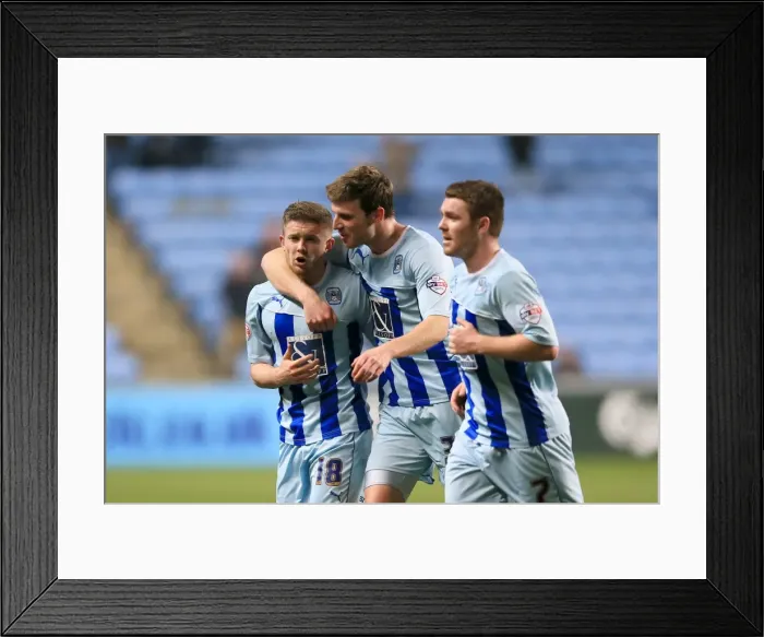Framed Print : Phillips and Stokes: Coventry City's Jubilant Goal Celebration vs. Bradford City (Sky Bet League One) Framed Print : Phillips and Stokes: Coventry City's Jubilant Goal Celebration vs. Bradford City (Sky Bet League One)