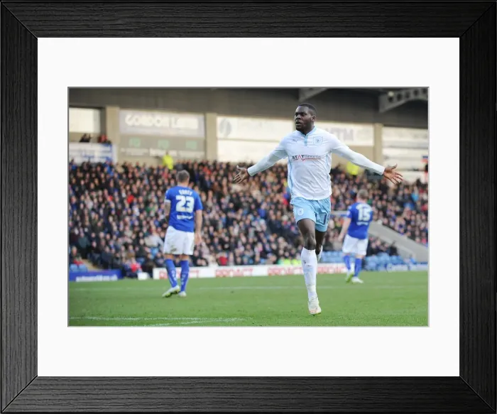 Framed Print : Frank Nouble's Thrilling Goal Celebration: Coventry City in Sky Bet League One Victory over Chesterfield Framed Print : Frank Nouble's Thrilling Goal Celebration: Coventry City in Sky Bet League One Victory over Chesterfield