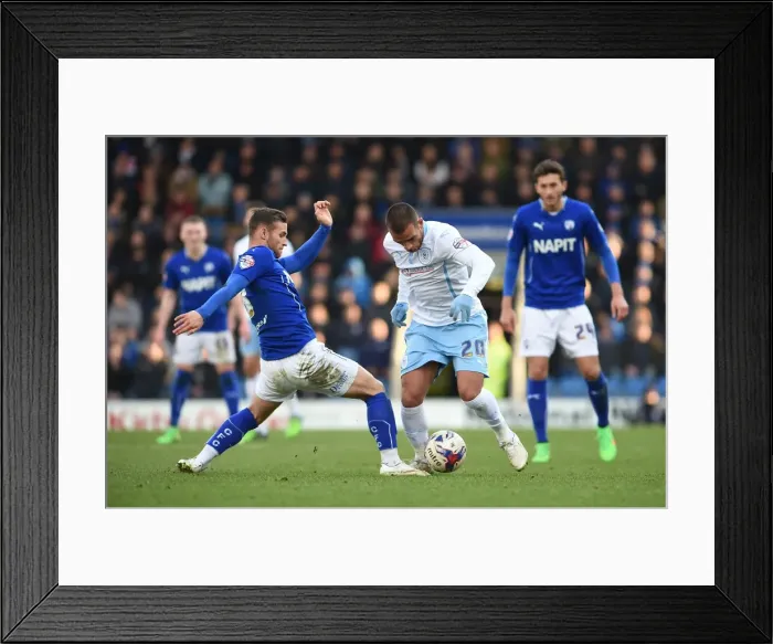 Framed Print : Intense Rivalry: Jimmy Ryan vs Marcus Tudgay in Coventry City's Sky Bet League One Clash at Chesterfield's Proact Stadium Framed Print : Intense Rivalry: Jimmy Ryan vs Marcus Tudgay in Coventry City's Sky Bet League One Clash at Chesterfield's Proact Stadium