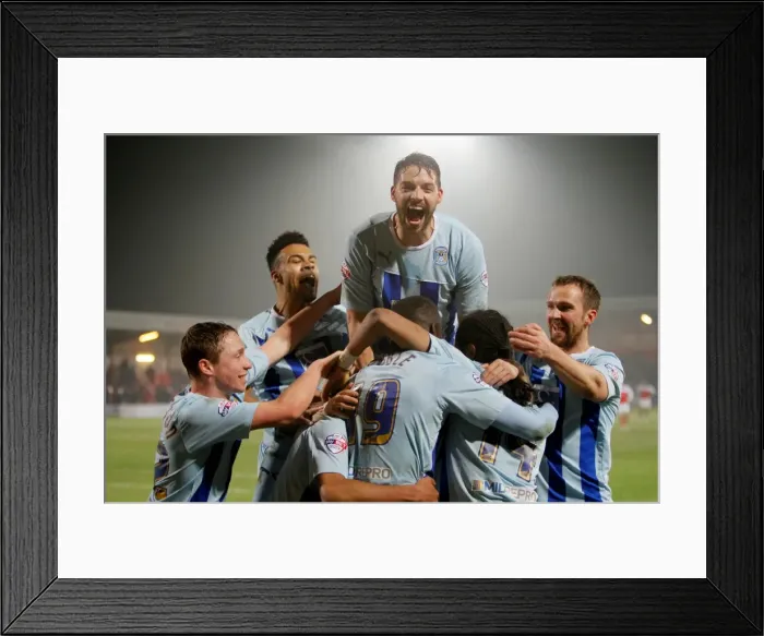 Framed Print : Coventry City's Exultant League One Victory Celebration at Fleetwood Town's Highbury Stadium Framed Print : Coventry City's Exultant League One Victory Celebration at Fleetwood Town's Highbury Stadium