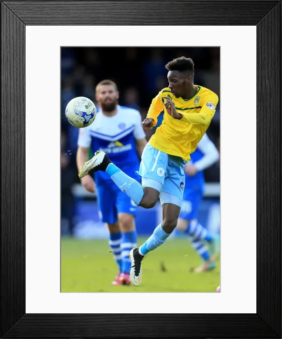 Framed Print : Blair Turgott in Command: Coventry City vs Peterborough United (Sky Bet League One) Framed Print : Blair Turgott in Command: Coventry City vs Peterborough United (Sky Bet League One)