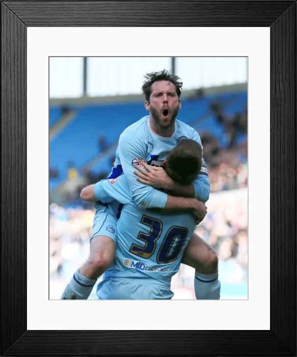Framed Print : Jim O'Brien Scores First Goal for Coventry City Against Colchester United in Sky Bet League One