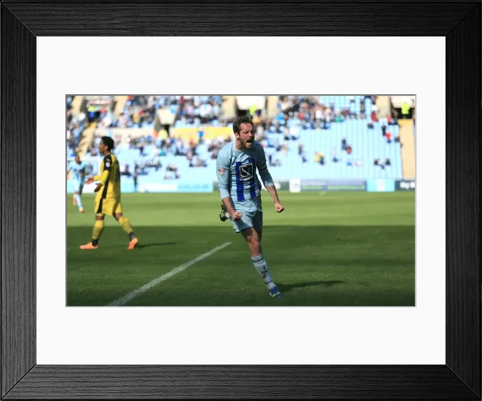 Framed Print : Jim O'Brien Scores First Goal for Coventry City in Sky Bet League One Match Against Colchester United at Ricoh Arena Framed Print : Jim O'Brien Scores First Goal for Coventry City in Sky Bet League One Match Against Colchester United at Ricoh Arena
