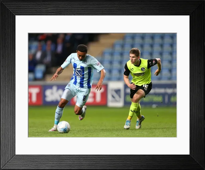 Framed Print : Battle for the Ball: Grant Ward vs. Daniel Philliskirk - Coventry City vs. Oldham Athletic (Sky Bet League One) Framed Print : Battle for the Ball: Grant Ward vs. Daniel Philliskirk - Coventry City vs. Oldham Athletic (Sky Bet League One)