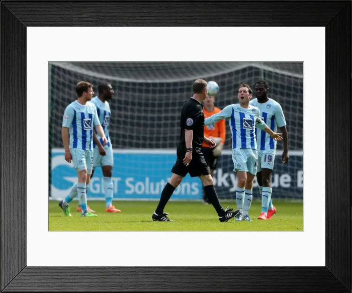Framed Print : Jim O'Brien Argues with Referee during Coventry City vs Crewe Alexandra Match in Sky Bet League One at Ricoh Arena Framed Print : Jim O'Brien Argues with Referee during Coventry City vs Crewe Alexandra Match in Sky Bet League One at Ricoh Arena