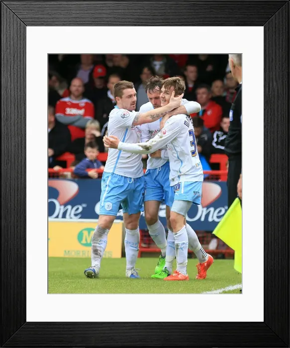 Framed Print : James Maddison Scores and Celebrates with Fleck and O'Brien: Coventry City's Moment of Triumph in Sky Bet League One Framed Print : James Maddison Scores and Celebrates with Fleck and O'Brien: Coventry City's Moment of Triumph in Sky Bet League One