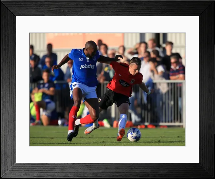 Framed Print : Nigel Atangana vs. James Maddison: A Fight for Supremacy in Portsmouth's Pre-Season Clash with Coventry City Framed Print : Nigel Atangana vs. James Maddison: A Fight for Supremacy in Portsmouth's Pre-Season Clash with Coventry City