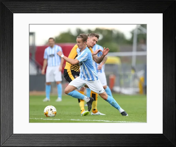 Framed Print : Clash of Stars: James Maddison vs Barry Corr at Abbey Stadium - Coventry City vs Cambridge United (Pre-Season Friendly) Framed Print : Clash of Stars: James Maddison vs Barry Corr at Abbey Stadium - Coventry City vs Cambridge United (Pre-Season Friendly)