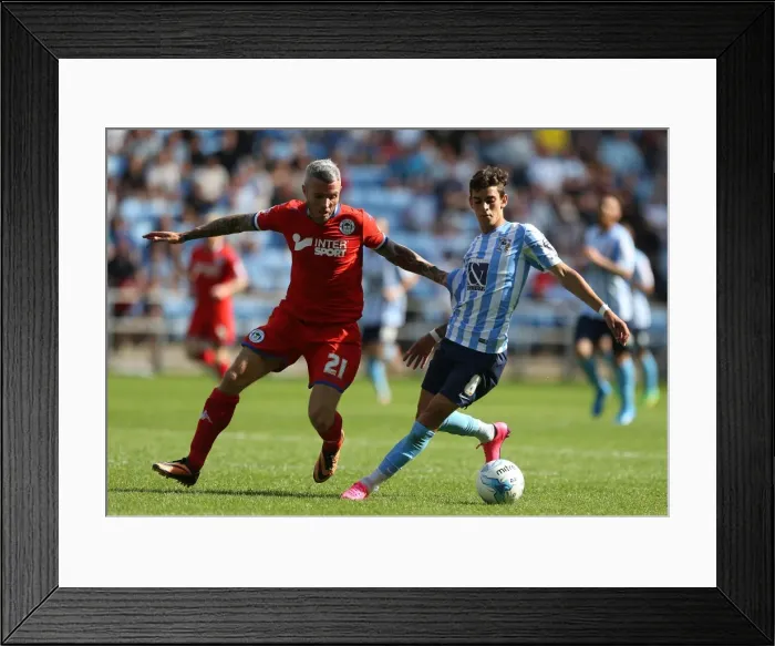 Framed Print : Battle for the Ball: Coventry City vs. Wigan Athletic - Sky Bet League One Rivalry