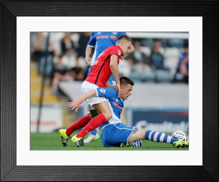 Framed Print : Clash at Spotland: McDermott vs. Morris - Coventry City's Capital One Cup Battle Against Rochdale Framed Print : Clash at Spotland: McDermott vs. Morris - Coventry City's Capital One Cup Battle Against Rochdale