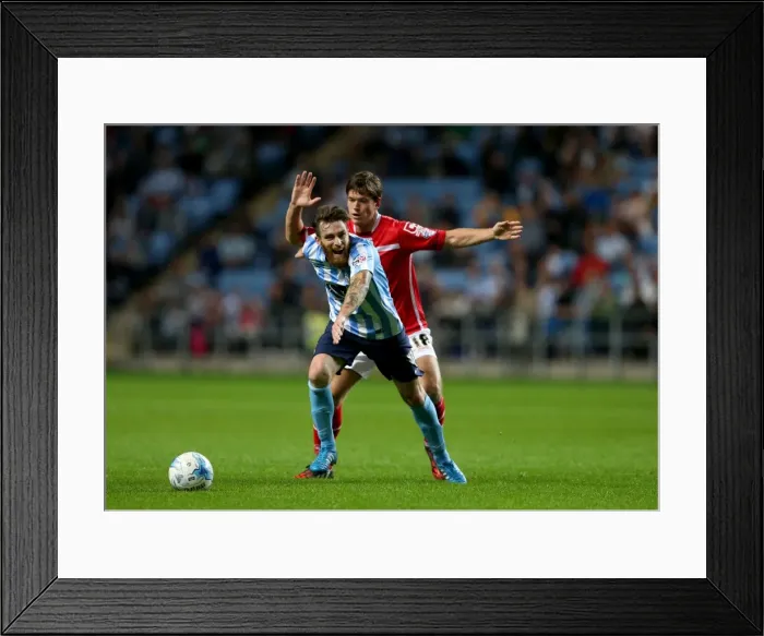 Framed Print : Battle for the Ball: Coventry City vs Crewe Alexandra in Sky Bet League One - Romain Vincelot vs Billy Bingham Framed Print : Battle for the Ball: Coventry City vs Crewe Alexandra in Sky Bet League One - Romain Vincelot vs Billy Bingham