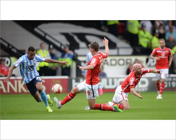 Intense Rivalry: Downing vs. Murphy Clash in Walsall vs. Coventry City Football Match, Sky Bet League One