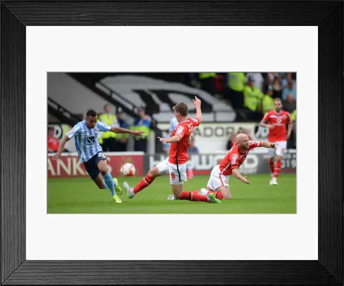 Framed Print : Intense Rivalry: Downing vs. Murphy Clash in Walsall vs. Coventry City Football Match, Sky Bet League One Framed Print : Intense Rivalry: Downing vs. Murphy Clash in Walsall vs. Coventry City Football Match, Sky Bet League One
