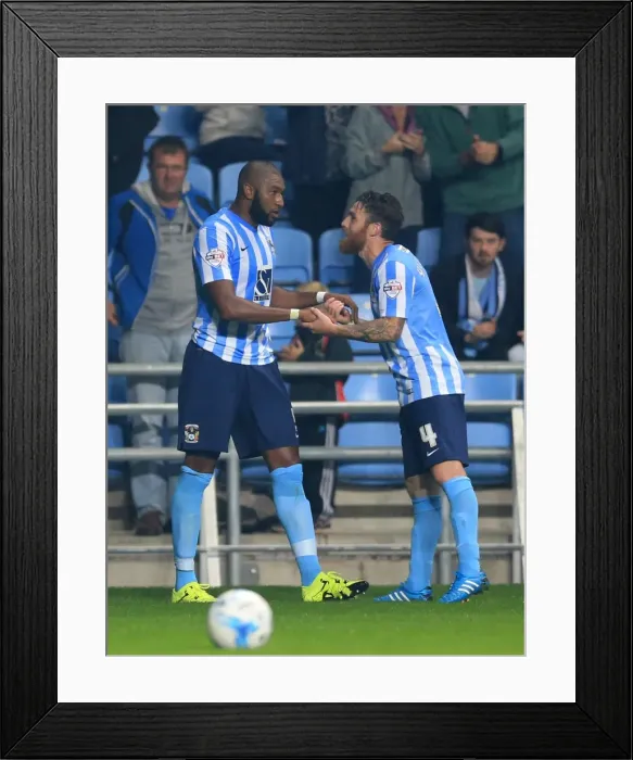 Framed Print : Coventry City: Johnson and Vincelot Celebrate First Goal Against Southend United (Sky Bet League One) Framed Print : Coventry City: Johnson and Vincelot Celebrate First Goal Against Southend United (Sky Bet League One)