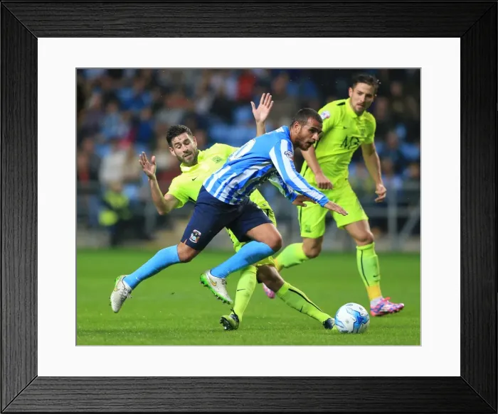 Framed Print : Intense Rivalry: Marcus Tudgay vs. Michael Timlin - Coventry City vs. Southend United, Sky Bet League One: A Battle for Supremacy Framed Print : Intense Rivalry: Marcus Tudgay vs. Michael Timlin - Coventry City vs. Southend United, Sky Bet League One: A Battle for Supremacy