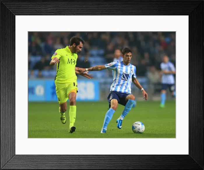 Framed Print : Intense Rivalry: Lameiras vs. Atkinson's Battle for Possession in Coventry City vs. Southend United (Sky Bet League One) Framed Print : Intense Rivalry: Lameiras vs. Atkinson's Battle for Possession in Coventry City vs. Southend United (Sky Bet League One)