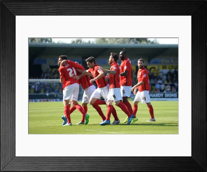 Framed Print : Coventry City's Aaron Martin Rejoices in Scoring the Second Goal Against Burton Albion (Sky Bet League One) Framed Print : Coventry City's Aaron Martin Rejoices in Scoring the Second Goal Against Burton Albion (Sky Bet League One)