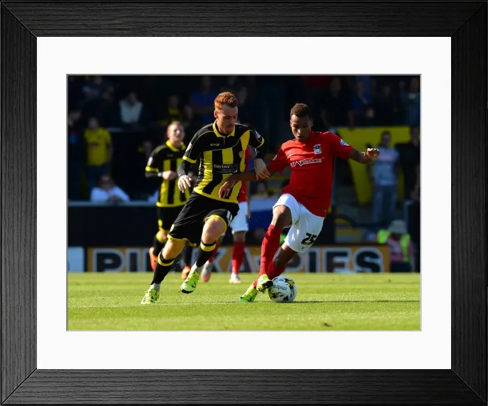 Framed Print : Intense Rivalry: Naylor vs Murphy's Fierce Tackle in Sky Bet League One Clash (Burton Albion vs Coventry City) Framed Print : Intense Rivalry: Naylor vs Murphy's Fierce Tackle in Sky Bet League One Clash (Burton Albion vs Coventry City)