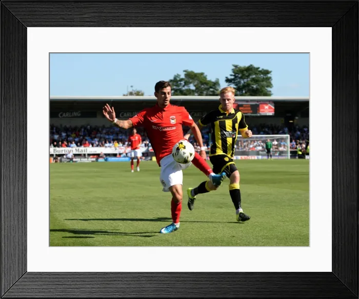 Framed Print : Coventry City's Ruben Lameiras Defends Against Mark Duffy in Sky Bet League One Clash at Burton Albion Framed Print : Coventry City's Ruben Lameiras Defends Against Mark Duffy in Sky Bet League One Clash at Burton Albion