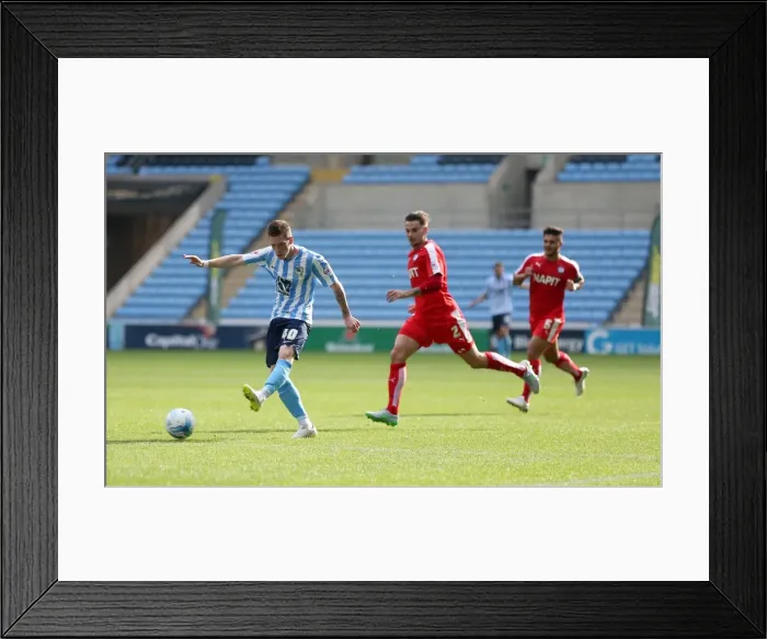 Framed Print : Ryan Kent's Powerful Shot: Coventry City vs Chesterfield in Sky Bet League One at Ricoh Arena Framed Print : Ryan Kent's Powerful Shot: Coventry City vs Chesterfield in Sky Bet League One at Ricoh Arena