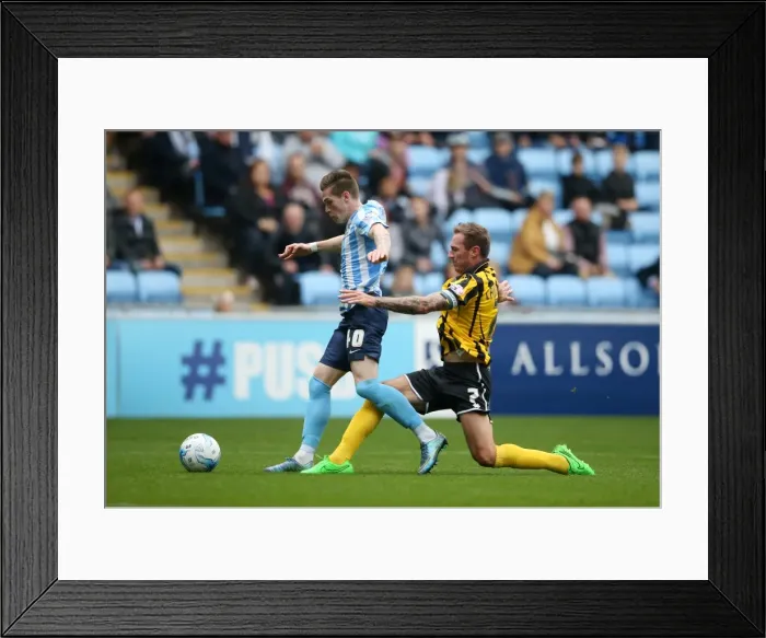 Framed Print : Controversial Non-Penalty: Ryan Kent Foul Unnoticed in Coventry City vs. Shrewsbury Town Match
