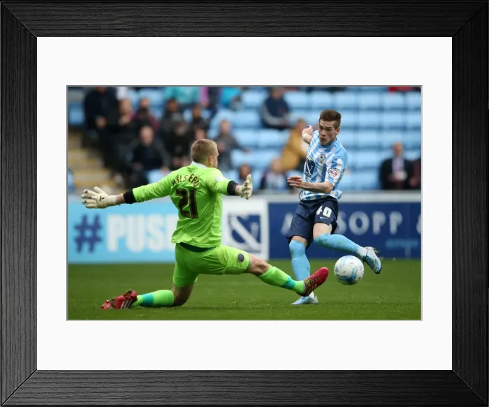 Framed Print : Ryan Kent's Dramatic Shot Saved: Coventry City vs Shrewsbury Town, Sky Bet League One Framed Print : Ryan Kent's Dramatic Shot Saved: Coventry City vs Shrewsbury Town, Sky Bet League One