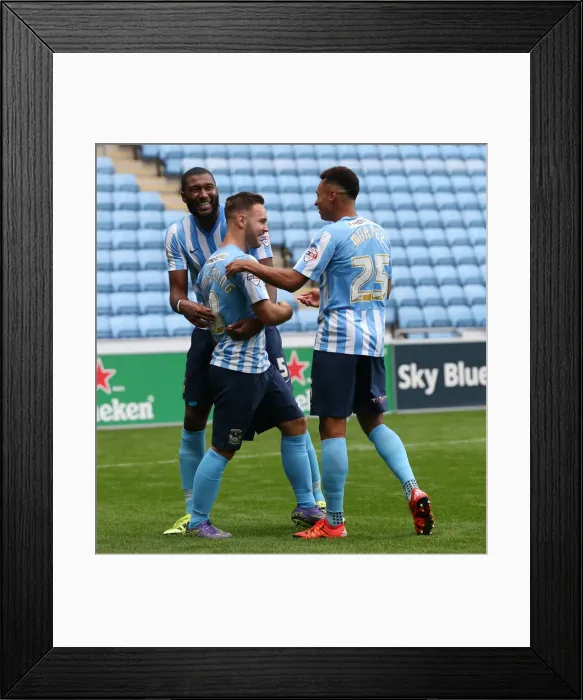 Framed Print : Johnson's Hat-Trick: Coventry City's Triumph over Shrewsbury Town in Sky Bet League One Framed Print : Johnson's Hat-Trick: Coventry City's Triumph over Shrewsbury Town in Sky Bet League One