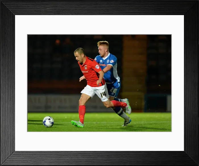 Framed Print : Joe Cole vs Callum Camps: A Fierce Battle for Possession in Coventry City's Sky Bet League One Clash at Rochdale's Spotland Stadium Framed Print : Joe Cole vs Callum Camps: A Fierce Battle for Possession in Coventry City's Sky Bet League One Clash at Rochdale's Spotland Stadium