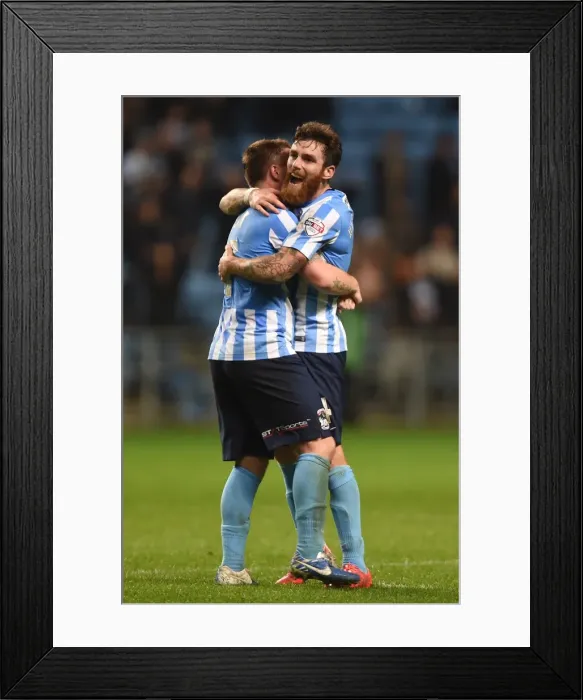 Framed Print : Coventry City Football Club: John Fleck and Romain Vincelot Celebrate Sky Bet League One Victory Over Peterborough United